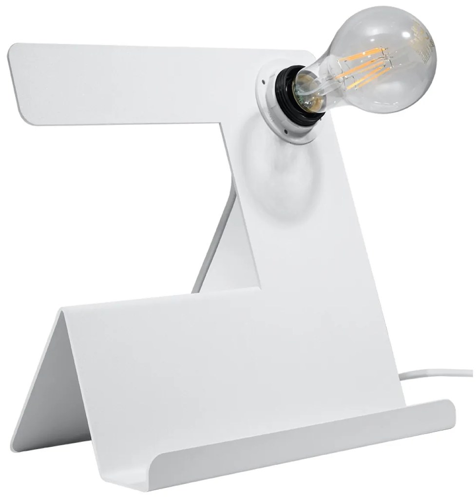 Stolná lampa Incline, biele telo svietidla