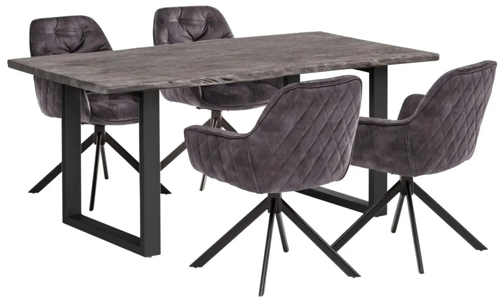 furniture-nabytek.cz - Sada 2 masivních židlí Carlton, šedá, materiál látka / kov, lakované