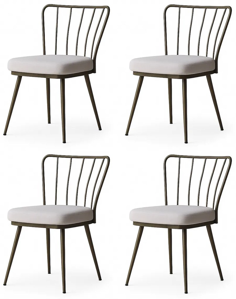 Súprava jedálenských stoličiek Yildiz Cream and Brown, 4 ks, 4 ks