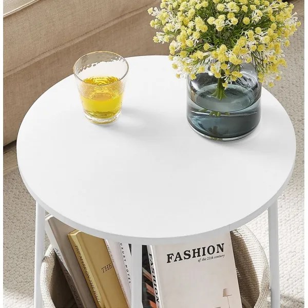 Odkladací stolík NOIRA biela/svetlohnedá