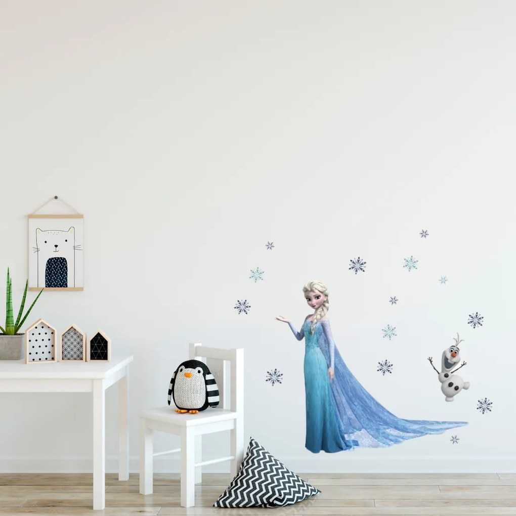 PIPPER | Samolepka na stenu "Elsa a Olaf" 78x65 cm