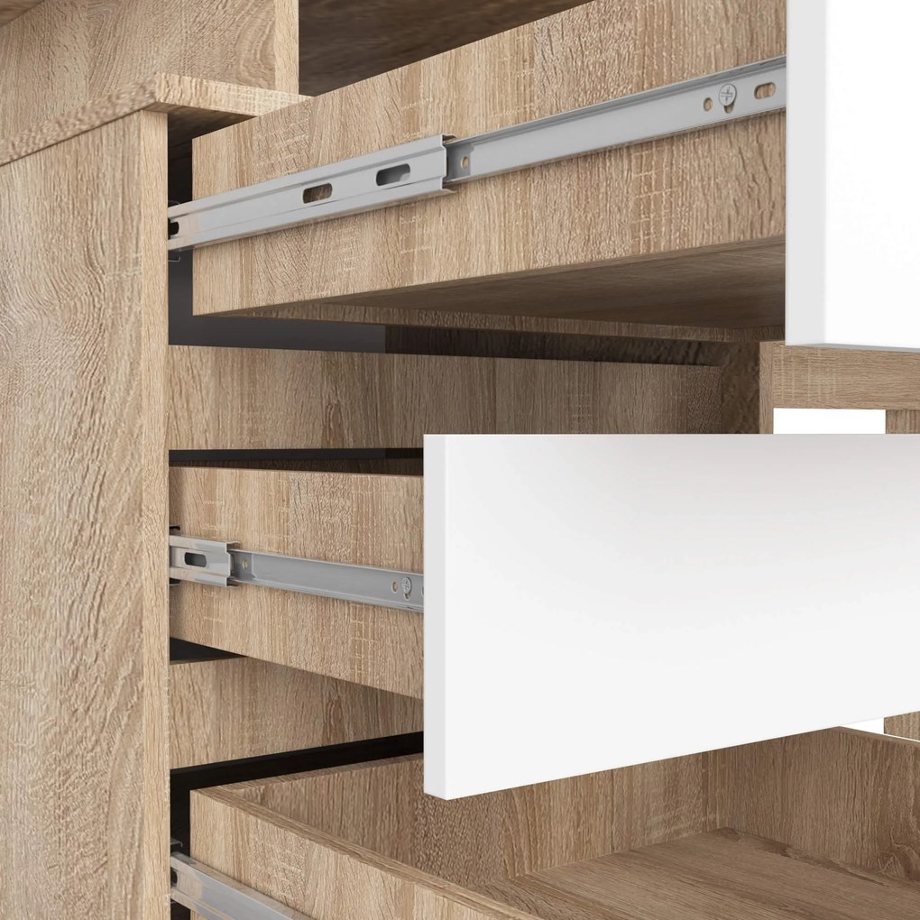 Volně stojící psací stůl CLP 135 cm dub sonoma/bílý