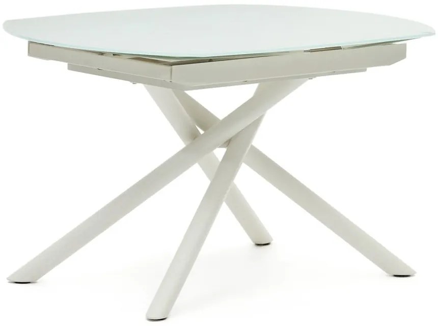 Biely rozkladací jedálenský stôl so sklenenou doskou 100x130 cm Yodalia – Kave Home