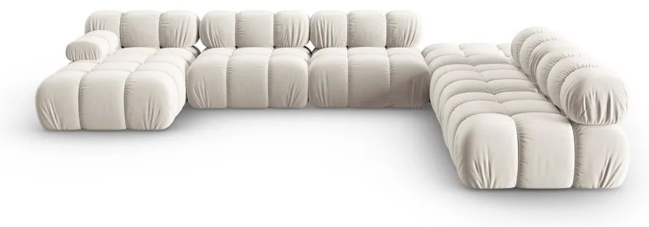 Béžová zamatová modulárna rohová pohovka (pravý roh/do tvaru "U") Bellis – Micadoni