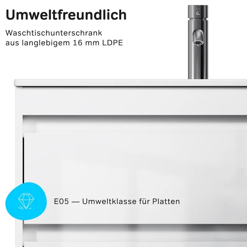 Skrinka s umývadlom 80 AM.PM Spike MPA-FHX0802WG-WCC0802WG závesná, 2 zásuvky, lesklá biela