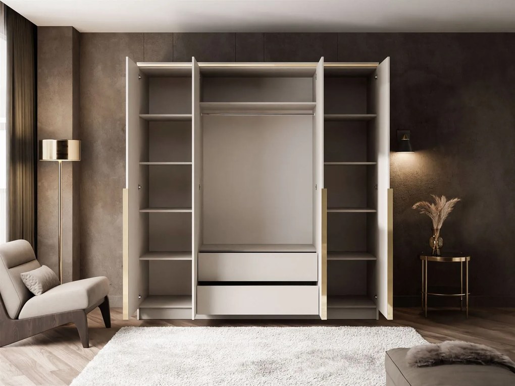 ŠATNÍKOVÁ SKRIŇA NESSIE KAŠMÍR 4D ZLATÉ ÚCHYTKY + ZRKADLÁ