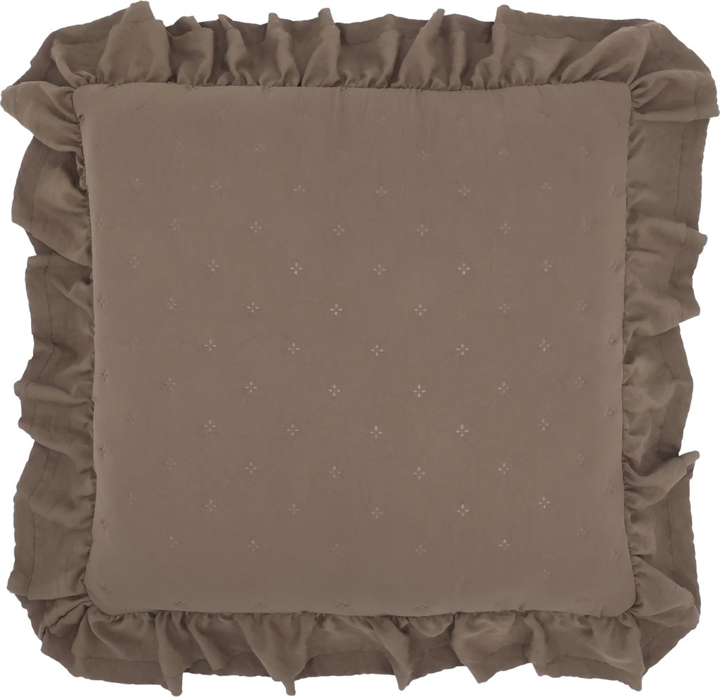 Hnedá obliečka na vankúš s volánikovým okrajom Aix Soft – 50*50 cm