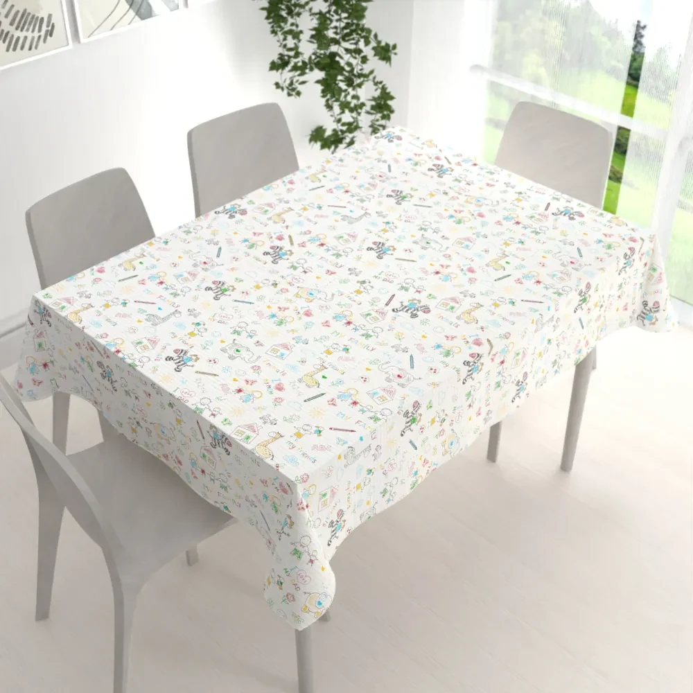 Biante Detský bavlnený obdĺžnikový obrus Sandra SA-041 Farebné omaľovánky 60x100 cm