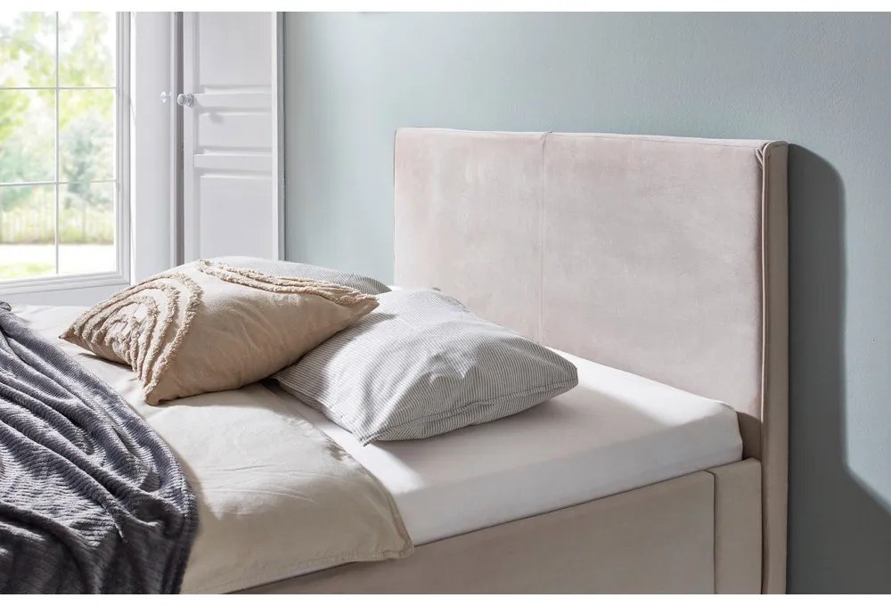 Biela/krémovobiela čalúnená dvojlôžková posteľ bez roštu 140x200 cm Leira – Meise Möbel