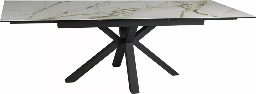 Rozkládací jídelní stůl Columbus Ceramic 160/240 cm bílý mramor/černý mat