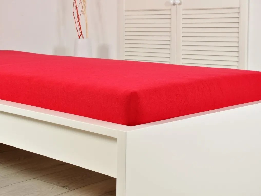 Froté plachta do detskej postieľky EXCLUSIVE 70x140 cm červená