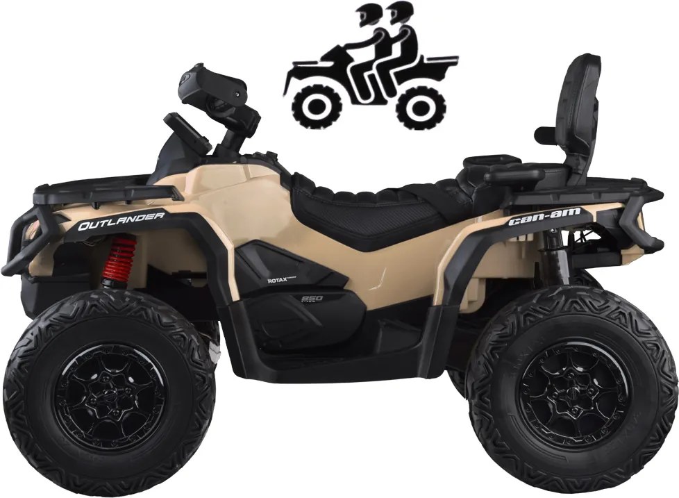 JOKOMISIADA Detská štvorkolka na akumulátor pre 2 deti CAN-AM OUTLANDER 4x4 s LED panelom PA0326 béžová