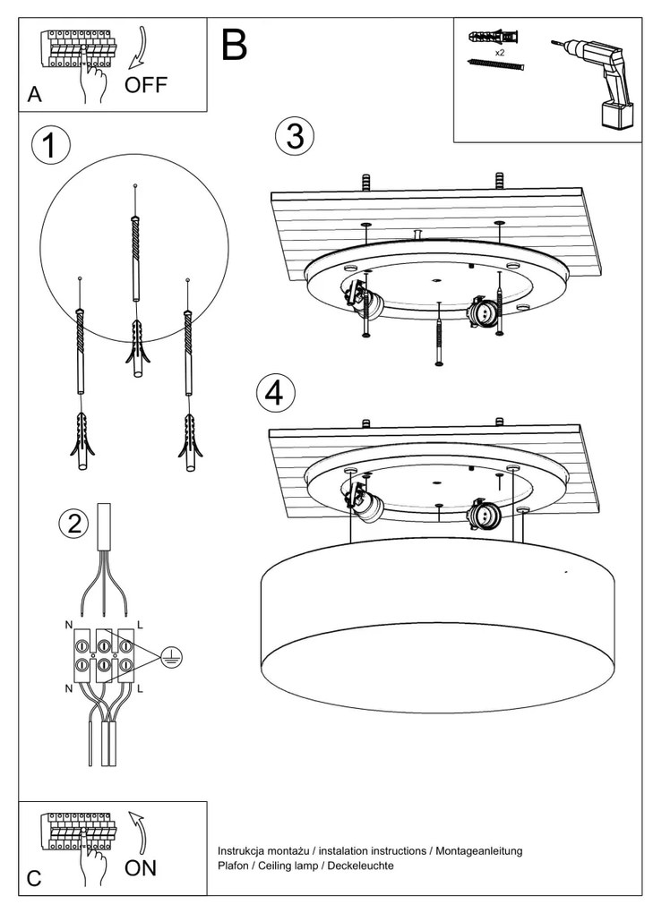 Stropné svietidlo Arena, 1x biele plastové tienidlo, (biely plast), (fi 35 cm)