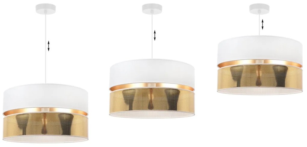 Závesné svietidlo Asti2, 1x PVC/biele textilné tienidlo, (fi 40cm), g, w