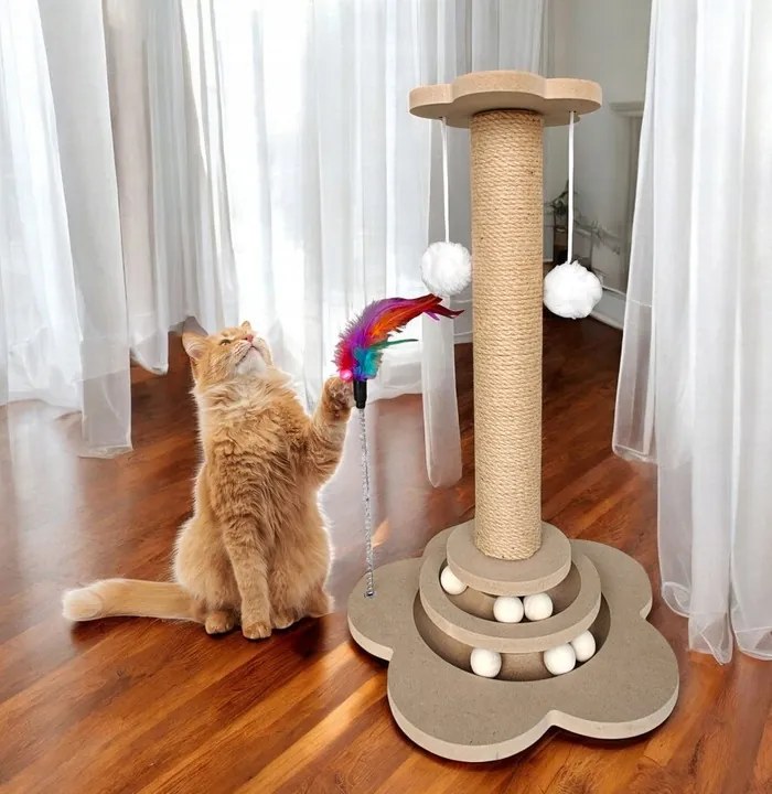 Mačacie škrabadlo s guľôčkami LUNTRIS, výška 43 cm