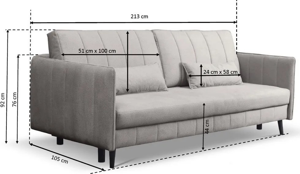 Rozkladacia pohovka Vannes, staroružová látka