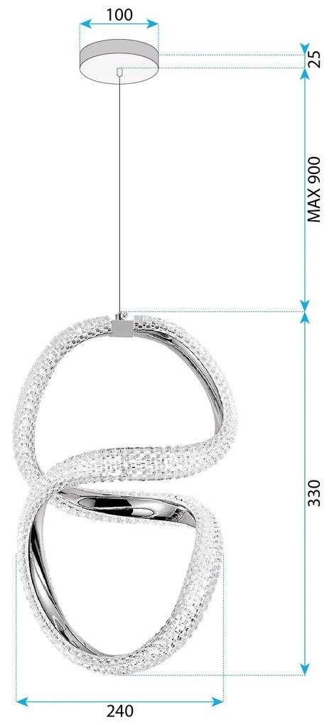 Toolight Toolight, LED závesné svietidlo 24W, 4000K, G077-3CPR, zlatá, OSW-08667