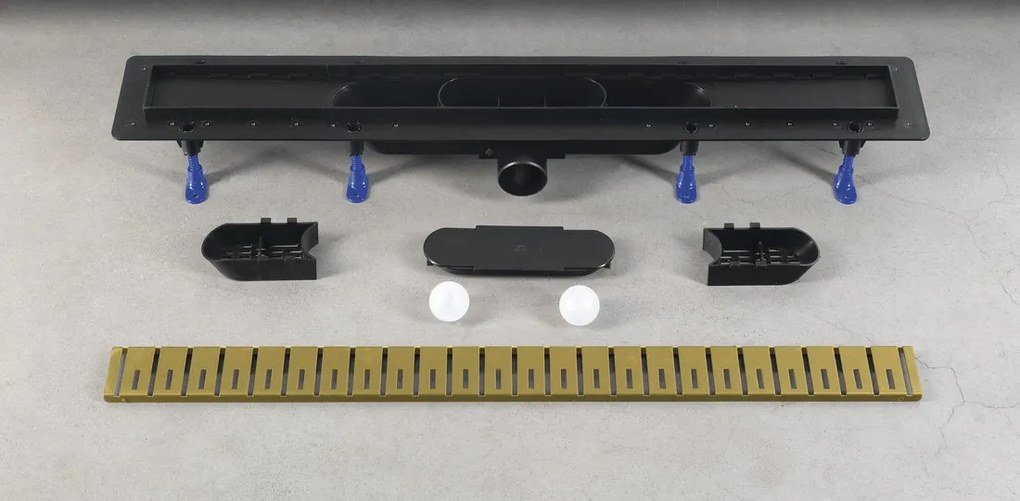 Polysan Polysan, KLAVER podlahový žľab s roštom z nerezové oceli, L-710, DN50, zlato mat, 73721GB