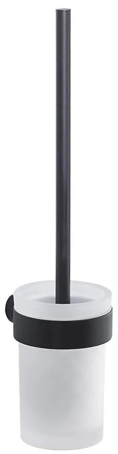 Gedy - Nástenná WC štetka PIRENEI matná čierna/sklo satén