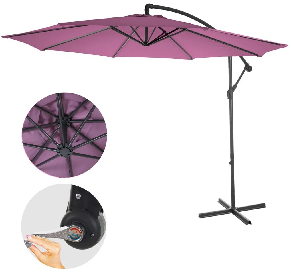 Slnečník Acerra Ø 3m polyester/oceľ - levanduľovo-červená bez stojanu