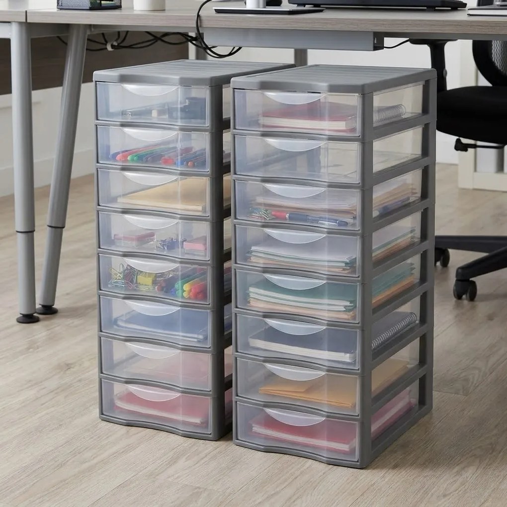 SUNDIS Úložný box s 8 zásuvkami, antracit, OFFICEMIX A4