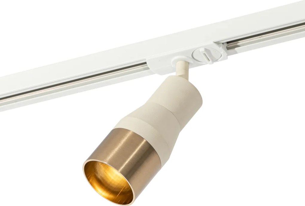 Moderný bodový reflektor béžový so zlatom pre 1-fázový koľajnicový systém GU10 50 mm - Iconic Kohua
