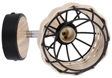 Nástenné bodové svietidlo TAJGA 1xE14/40W/230V ratan/čierna