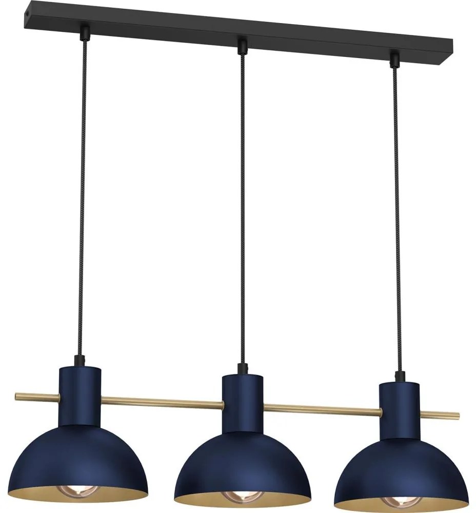 Luster na lanku ESTATE MINI 3xE27/15W/230V modrá