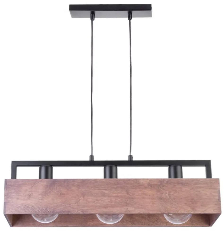 Luster na lanku DAKOTA 3xE27/60W/230V drevo/čierna