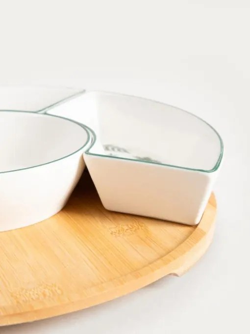 Sada servírovacích misiek FINCAN biela / zelená 755286