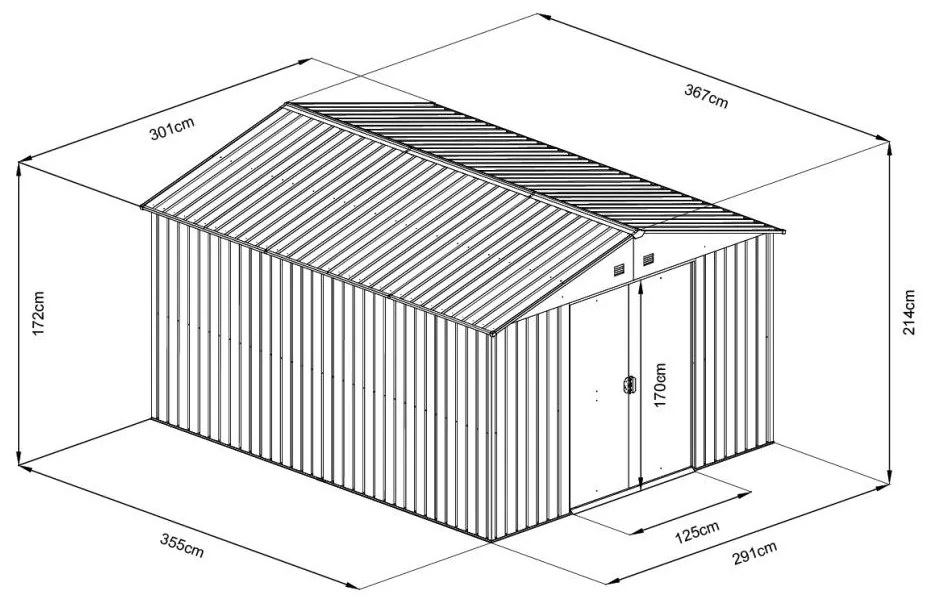 Záhradný domček na náradie Avenberg 3.7 x 3 m ANTRACIT SD-X1210-H170