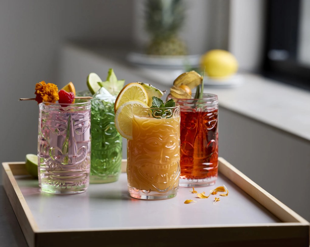 Poháriky na koktaily Tiki 450 ml priehľadné 4 ks