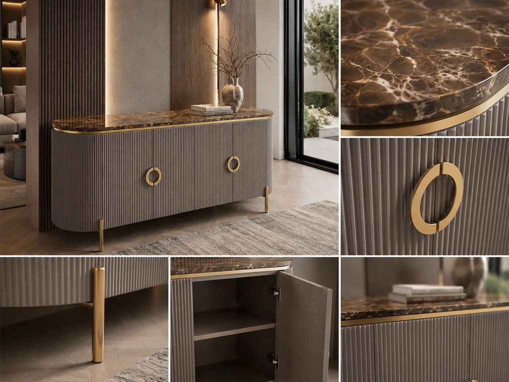 ELEGANTNÁ KOMODA ARLETTE GRAFIT + MRAMOR 180 cm