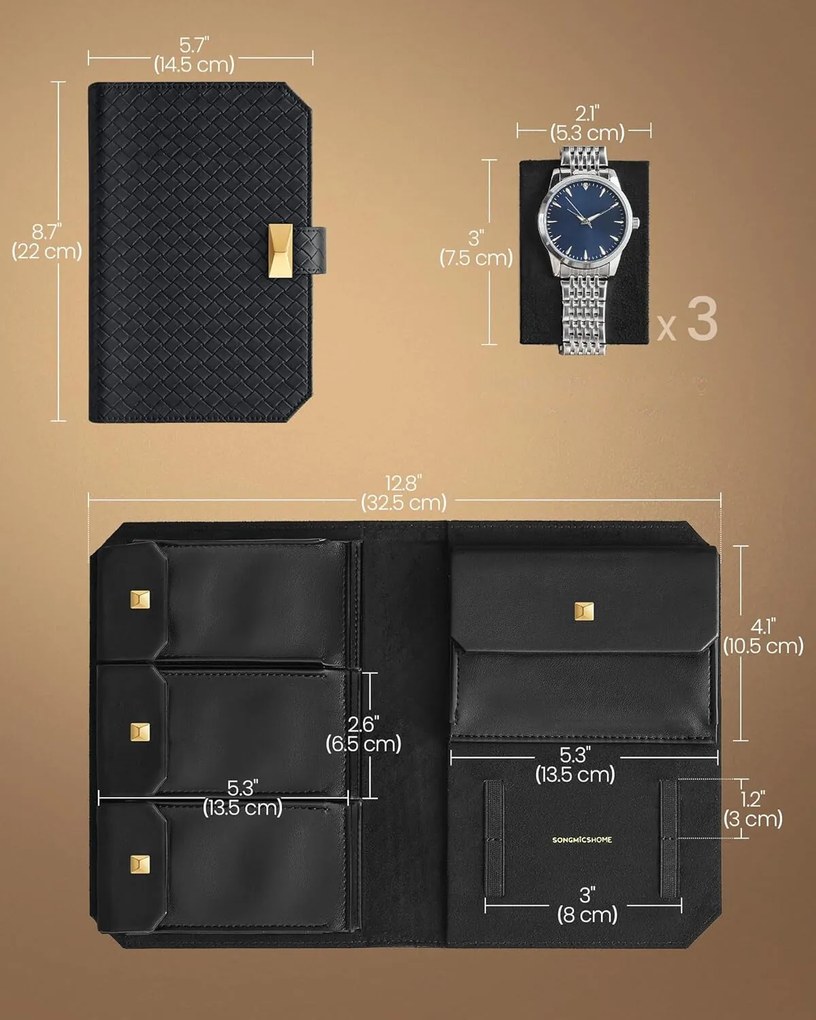 Úložný organizér na hodinky Basse černý