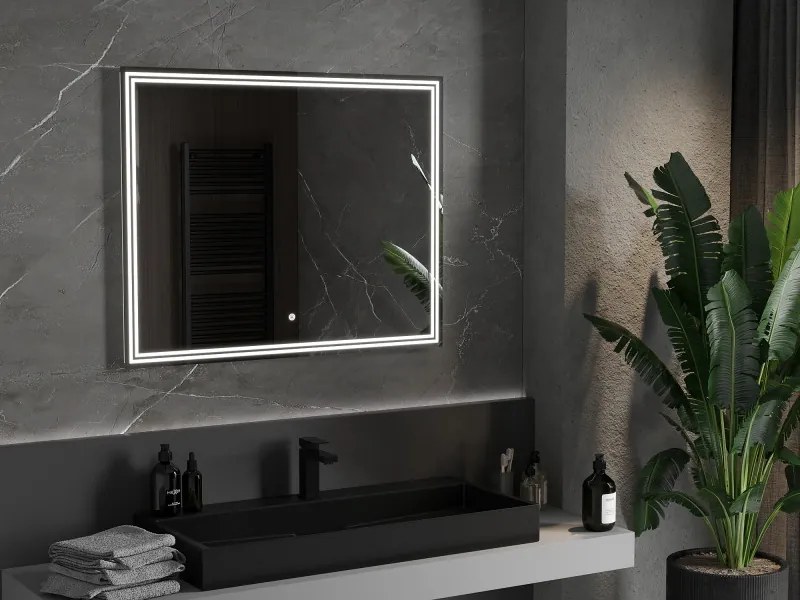 Mexen Taco, LED kúpeľňové zrkadlo s podsvietením 100 x 80 cm, 6000K, ochrana proti zahmlievaniu, 9805-100-080-611-00