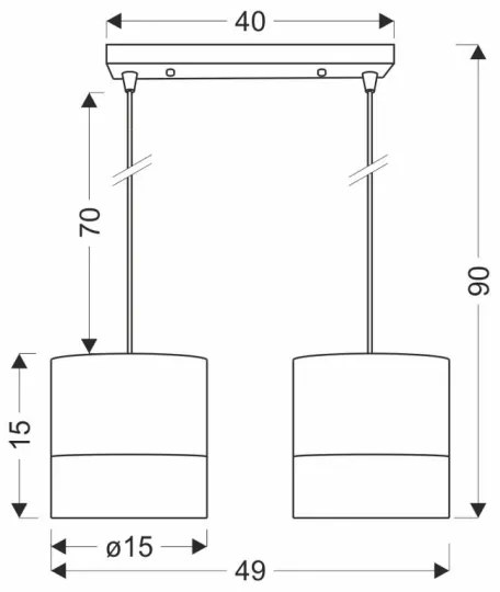Luster na lanku BIANCO 2xE27/40W/230V biela/hnedá