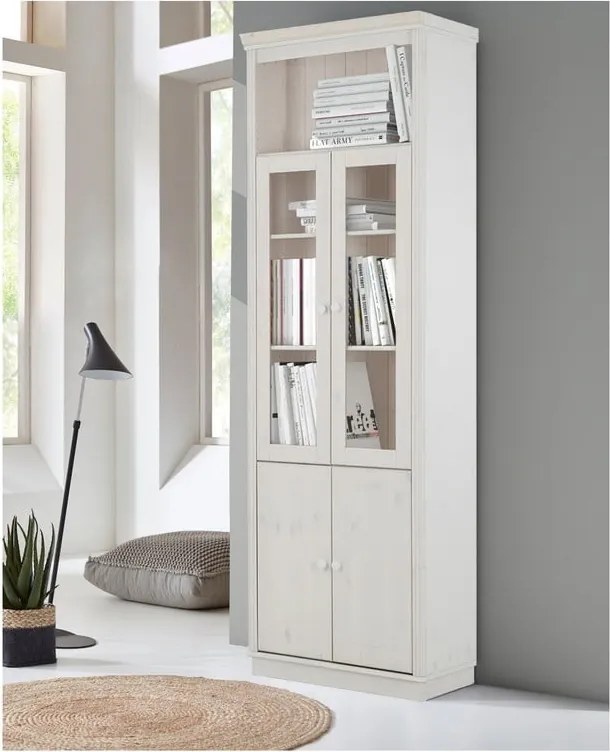 Biela vitrína z borovicového dreva 74x223 cm Anita – Støraa