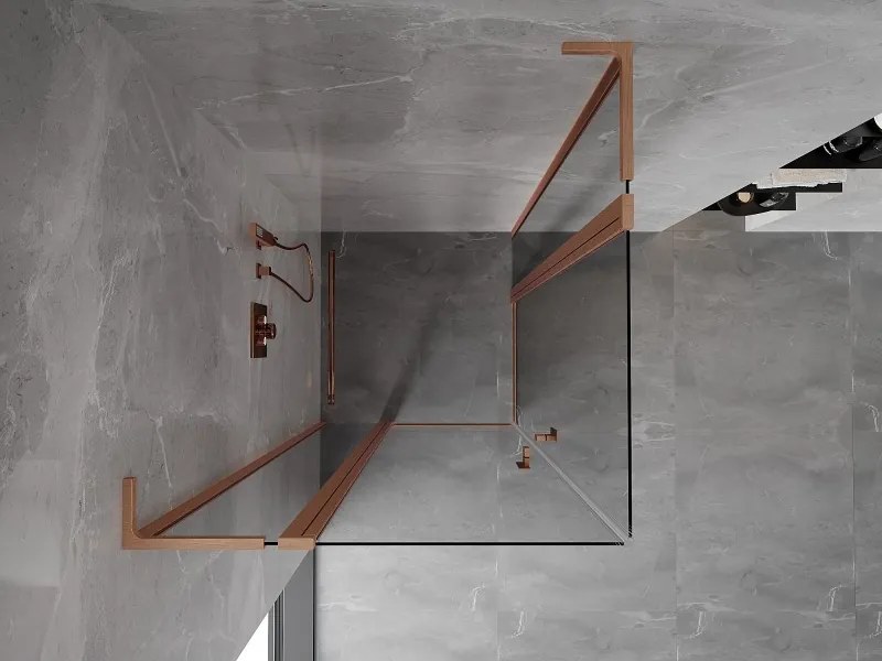 Mexen, Mexen Mist L Duo sklápací sprchový kút 115 x 115 cm, transparentný, brúsená meď - 8A4L-115-115-65-00
