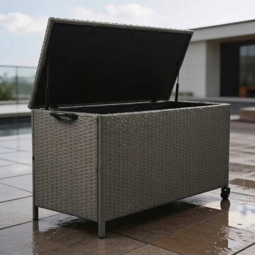 Sivý záhradný úložný box z technoratanu XL