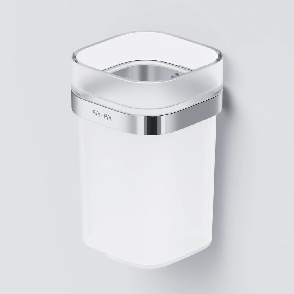 Sklenený pohár na zubné kefky AM.PM Func A8F34300 nástenný, chróm