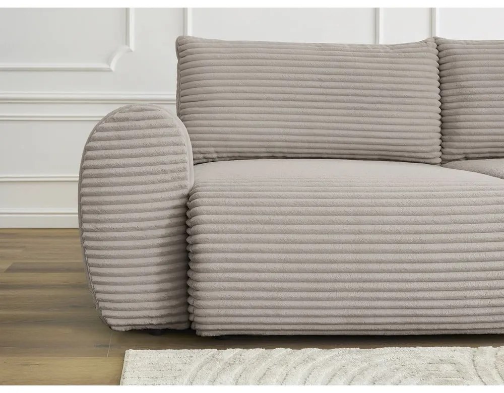 Svetlosivo-béžová menčestrová rozkladacia pohovka 257 cm Lucien – Bobochic Paris