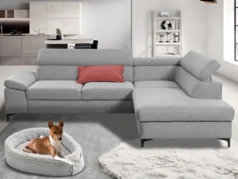 Rohová sedacia súprava Lonigo, svetle šedá látka, pravý roh%