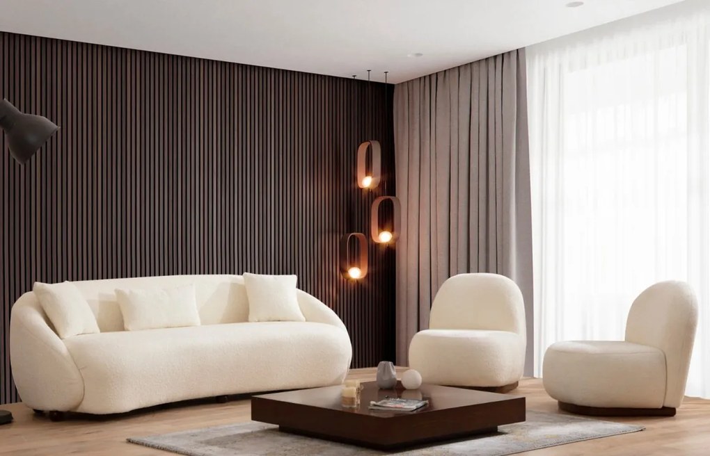 Třímístná pohovka Napoli 230 cm boucle krémová