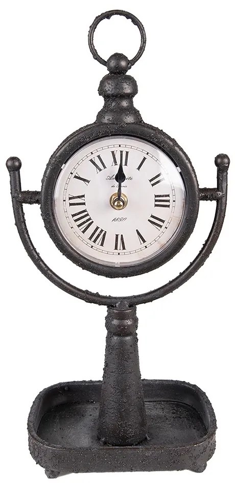 Čierne antik kovové stolné hodiny - 15 * 11 * 34 cm / 1 * AA