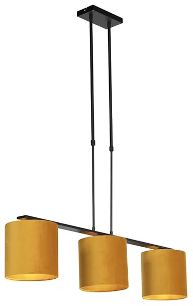 Závesná lampa s velúrovými odtieňmi žltá so zlatom 20cm - Combi 3 Deluxe