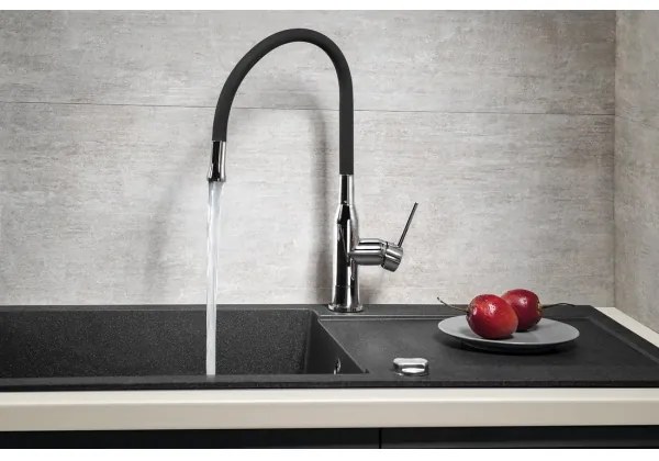 Sapho - Drezová batéria s flexibilným ramienkom SILI čierna/lesklý chróm