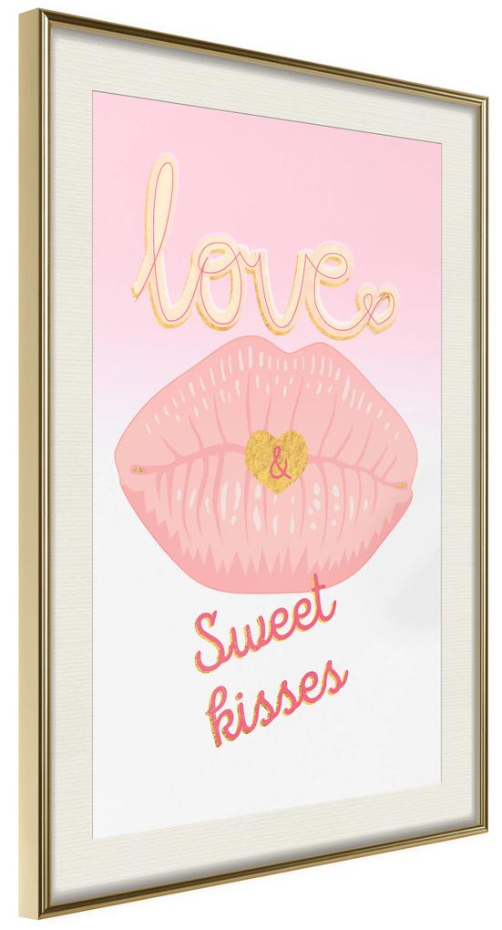 Artgeist Plagát - Sweet Kisses [Poster] Veľkosť: 30x45, Verzia: Zlatý rám s passe-partout