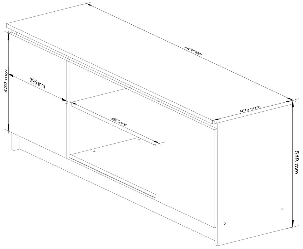 TV stolík Tonon 140 cm biely