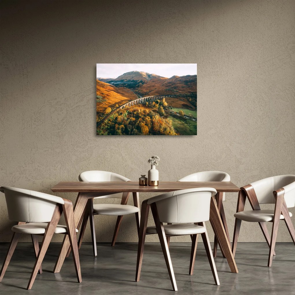 Sklenený obraz mosta v škótskom údolí (70x50 cm)