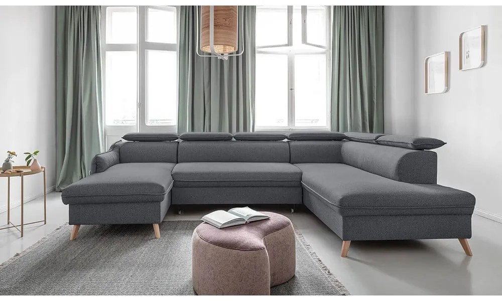 Tmavosivá rozkladacia rohová pohovka (pravý roh) Sweet Harmony – Miuform